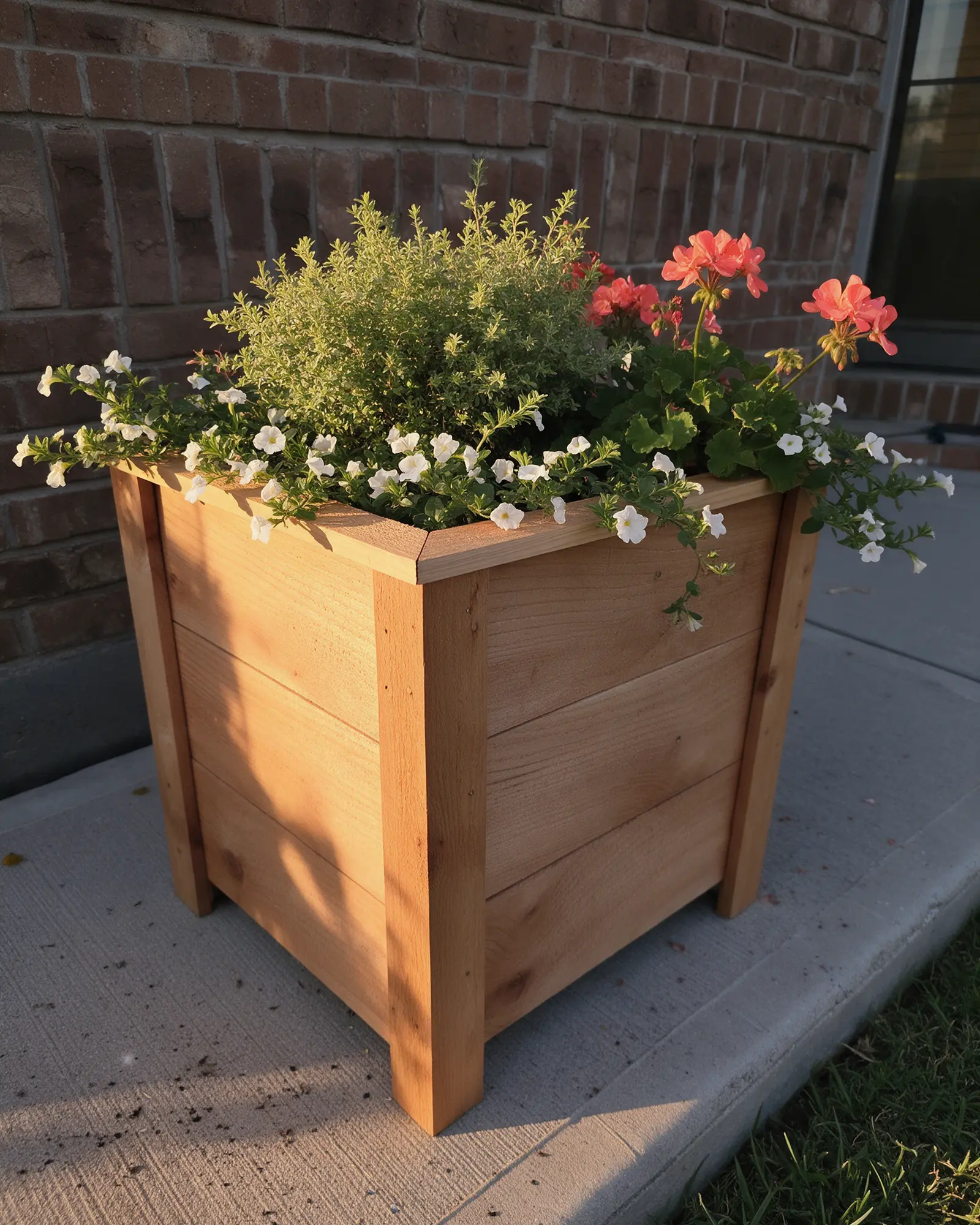 Square Box Planter, western red cedar, 16 × 16 × 18 inches